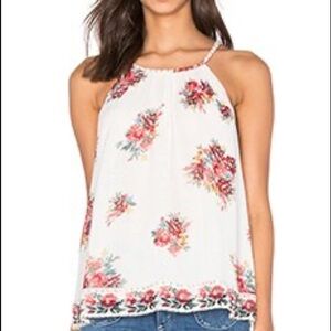 Joie White Floral Halter Neck Tank Top